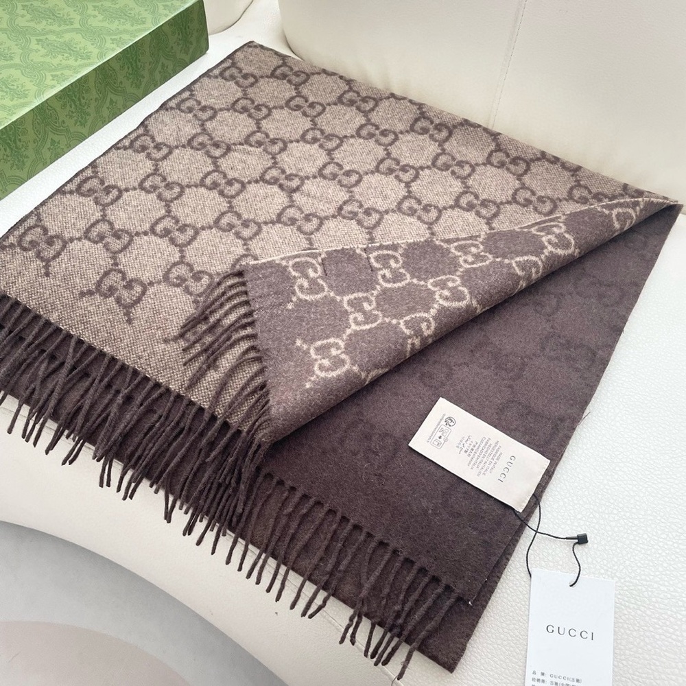 Gucci Brown and Tan Wool Scarf